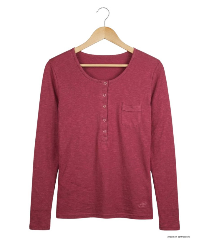 MAYFLOWER CLOE1B - Tee-shirt Manches Longues Brique & Rouge