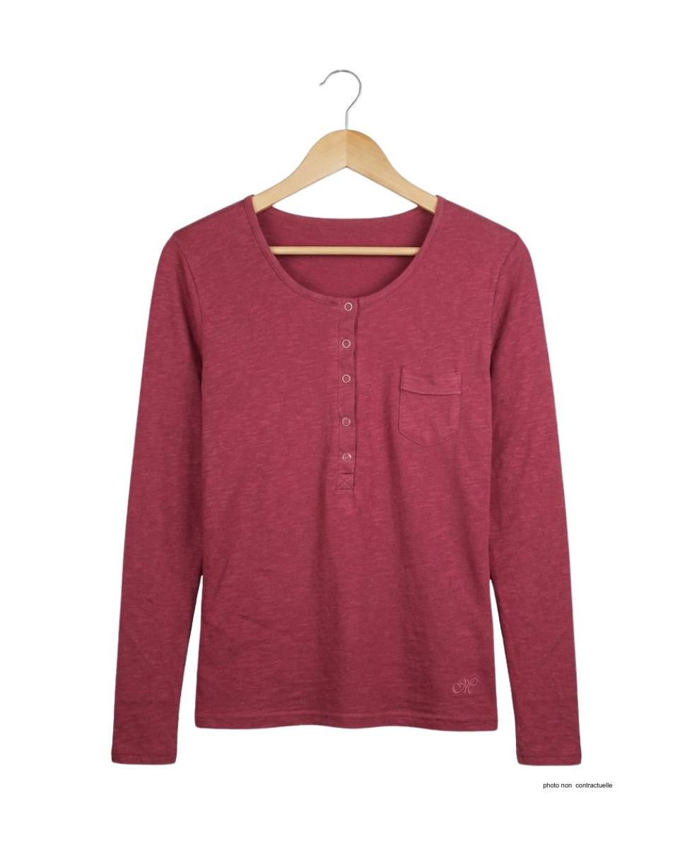 MAYFLOWER CLOE1B - Tee-shirt Manches Longues Brique & Rouge