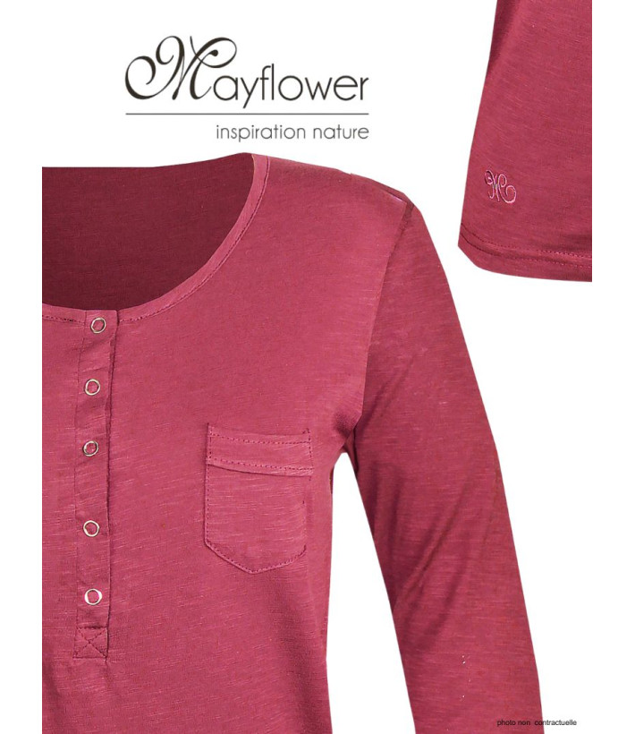 MAYFLOWER CLOE1B - Tee-shirt Manches Longues Brique & Rouge