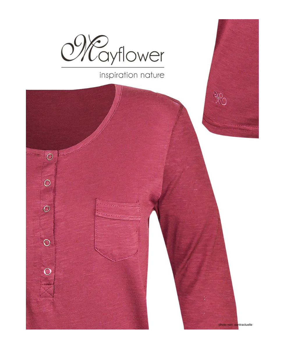 MAYFLOWER CLOE1B - Tee-shirt Manches Longues Brique & Rouge