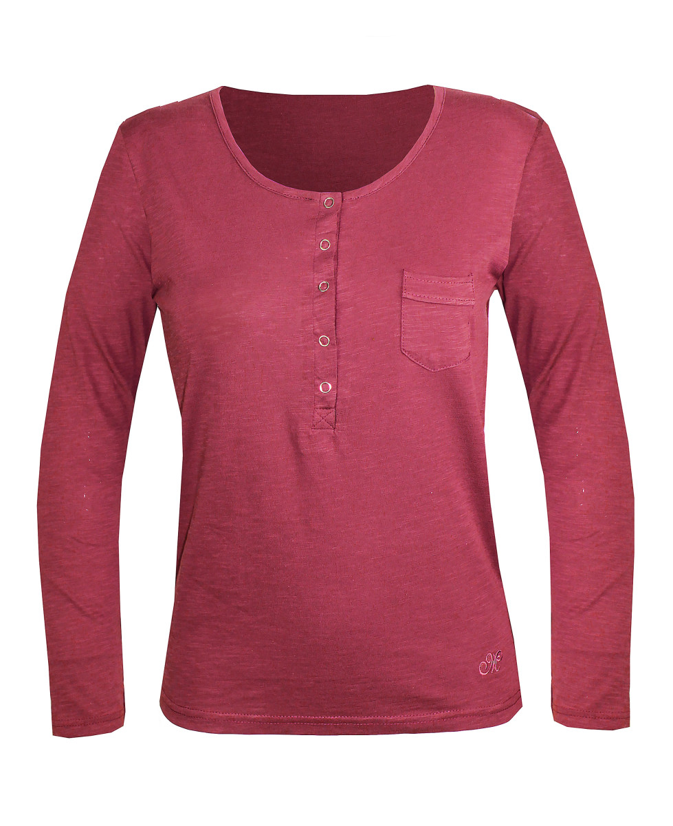 MAYFLOWER CLOE1B - Tee-shirt Manches Longues Brique & Rouge