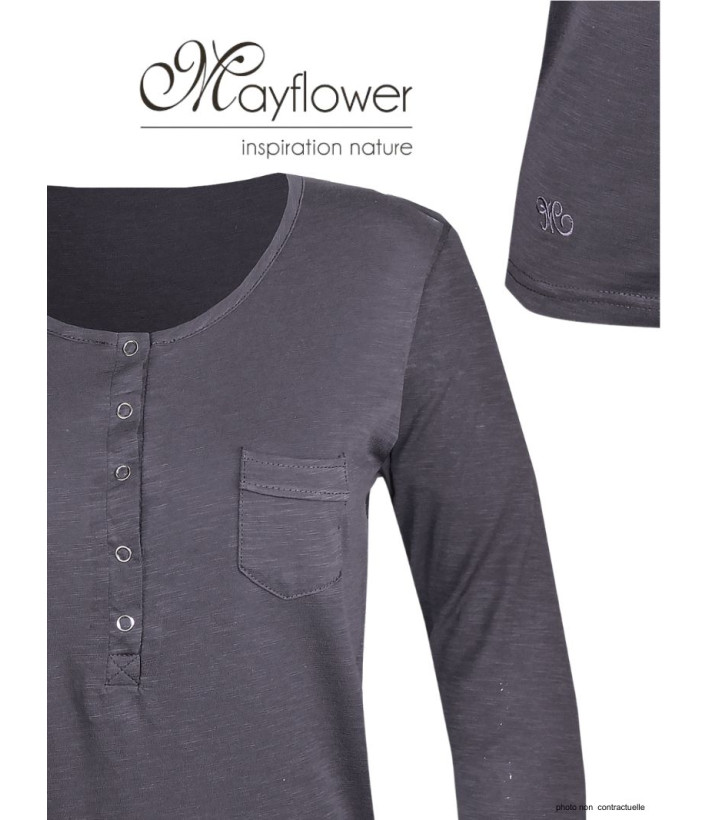 MAYFLOWER CLOE3G - Tee-shirt Manches Longues Gris Ardoise