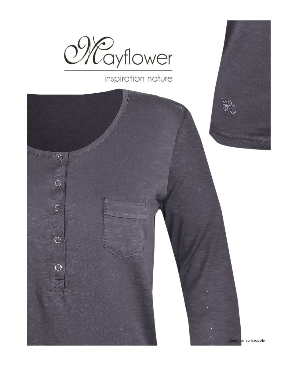 MAYFLOWER CLOE3G - Tee-shirt Manches Longues Gris Ardoise