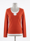 MAYFLOWER CLUB2R : Tee-shirt Rouge Fantaisie Effet 2 en 1