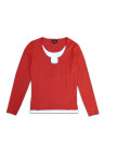 MAYFLOWER CLUB2R : Tee-shirt Rouge Fantaisie Effet 2 en 1