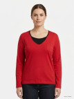 Tee-shirt grande taille AXONE modèle COCCOUN1R rouge avec faux col noir et blanc et poche poitrine.