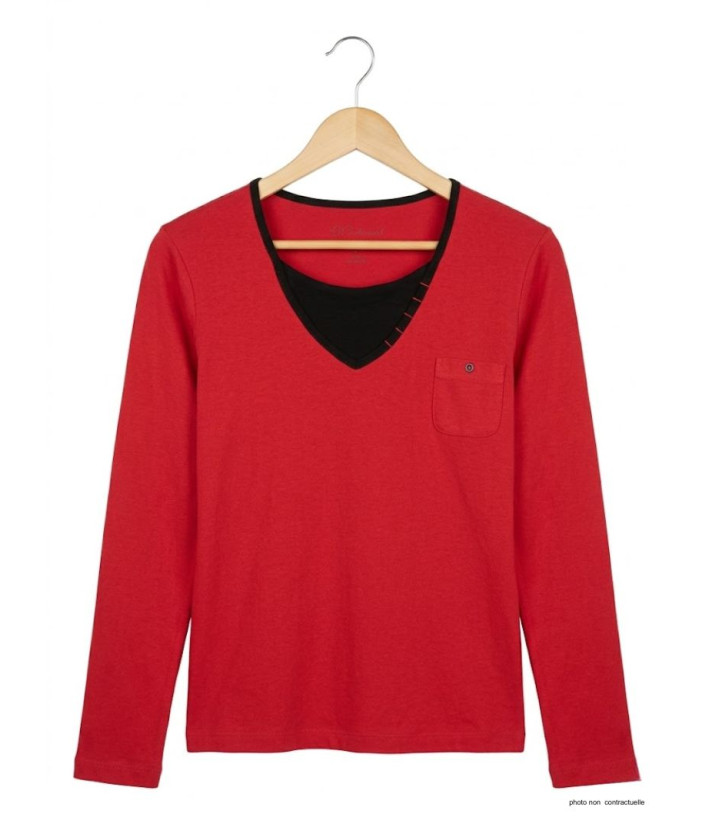 AXONE COCCOUN1R Grande Taille 46-52 : Tee-shirt Rouge 2-en-1