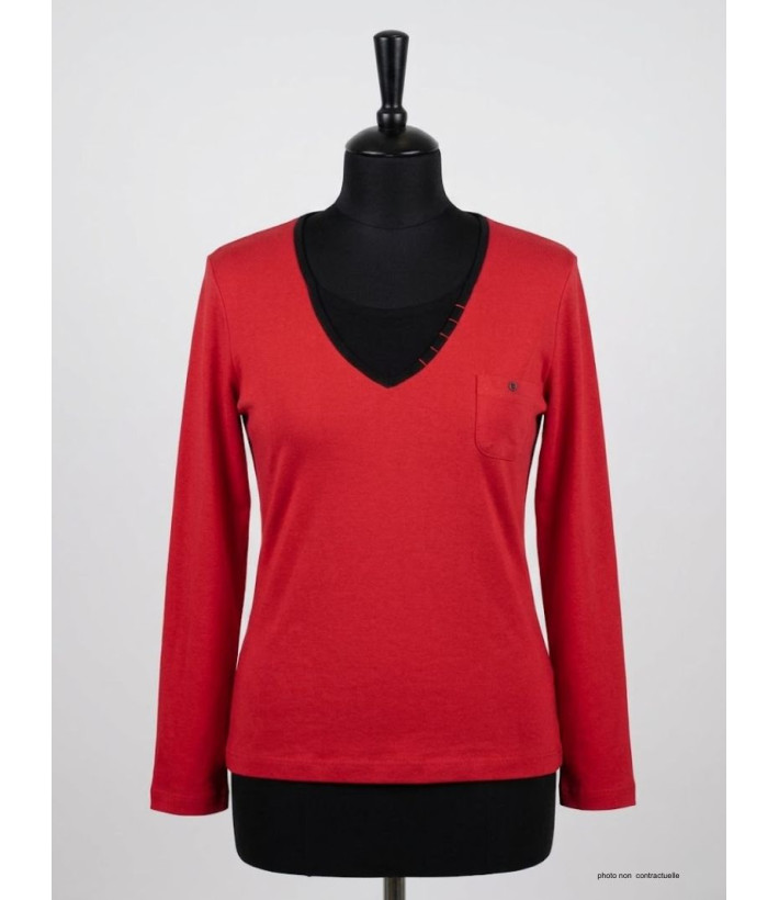 AXONE COCCOUN1R Grande Taille 46-52 : Tee-shirt Rouge 2-en-1