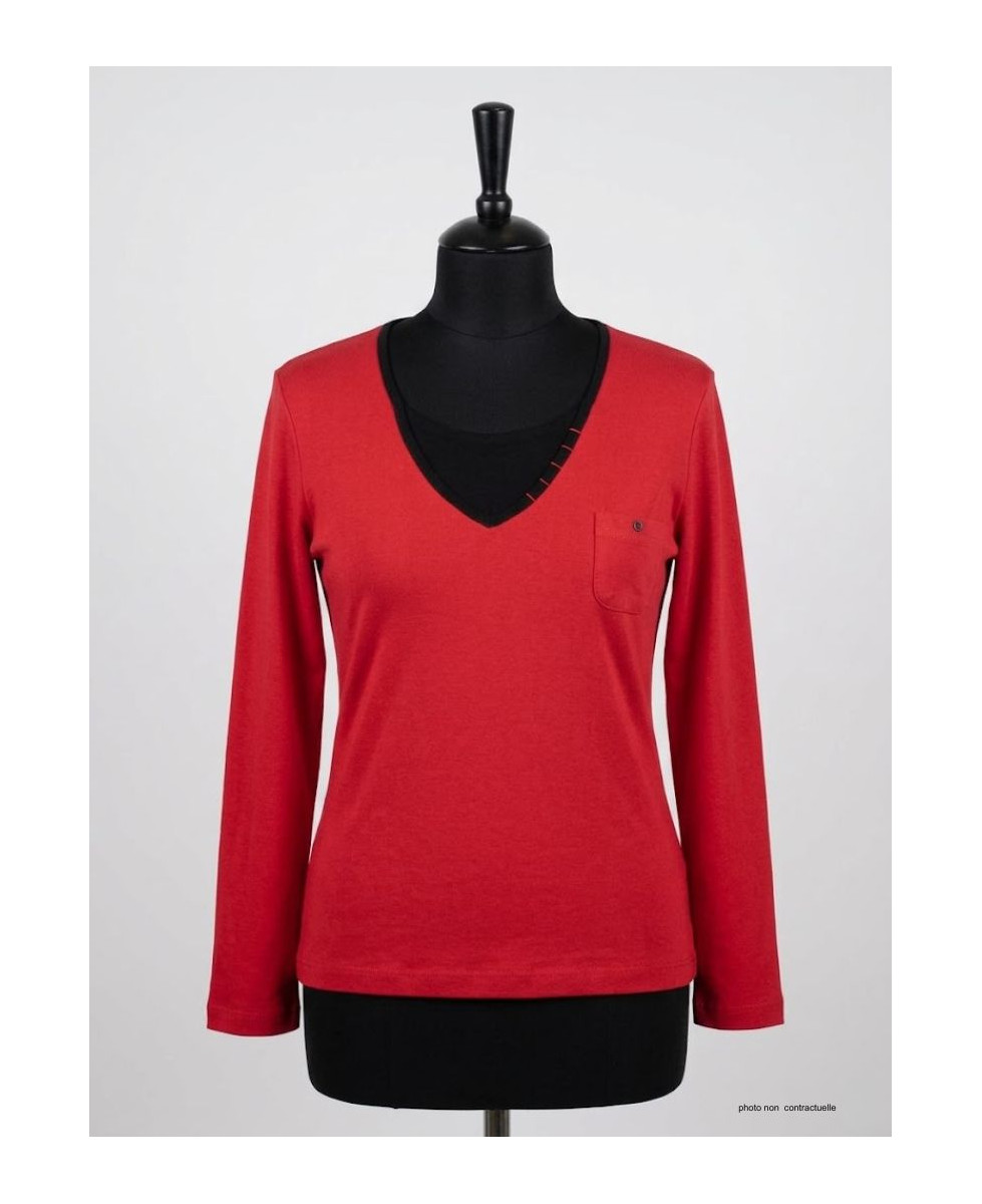 AXONE COCCOUN1R Grande Taille 46-52 : Tee-shirt Rouge 2-en-1