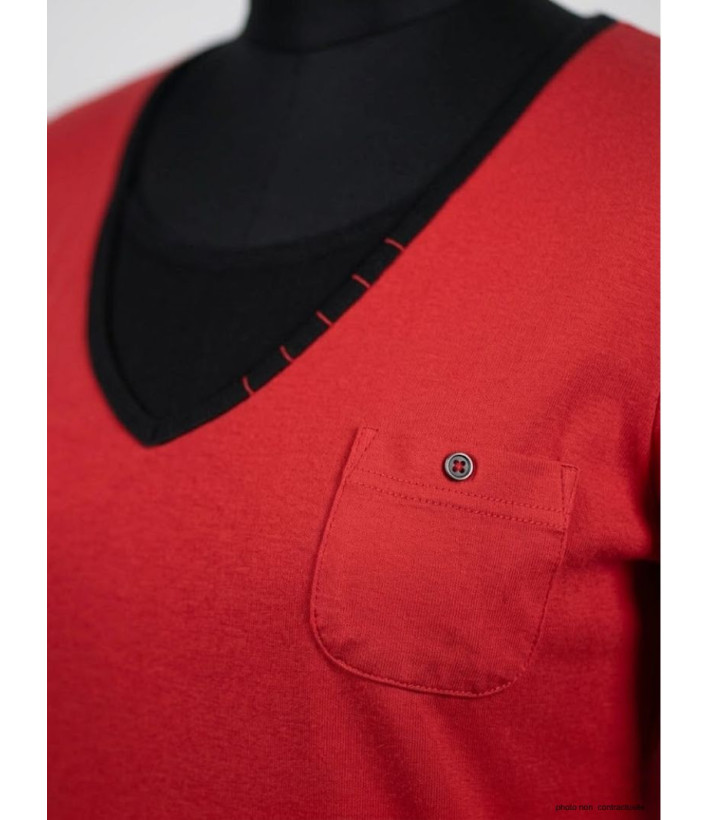 AXONE COCCOUN1R Grande Taille 46-52 : Tee-shirt Rouge 2-en-1