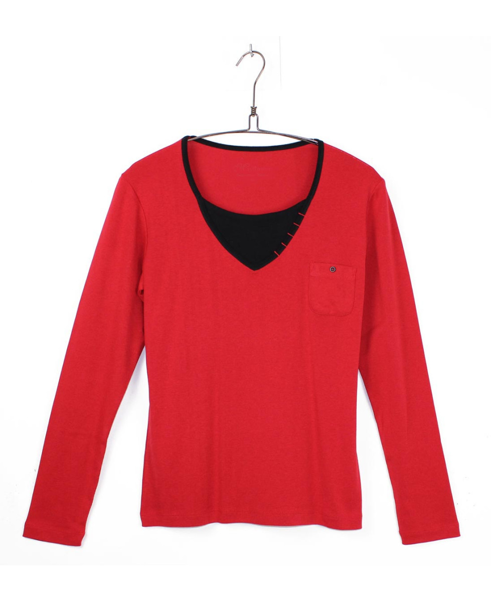 AXONE COCCOUN1R Grande Taille 46-52 : Tee-shirt Rouge 2-en-1