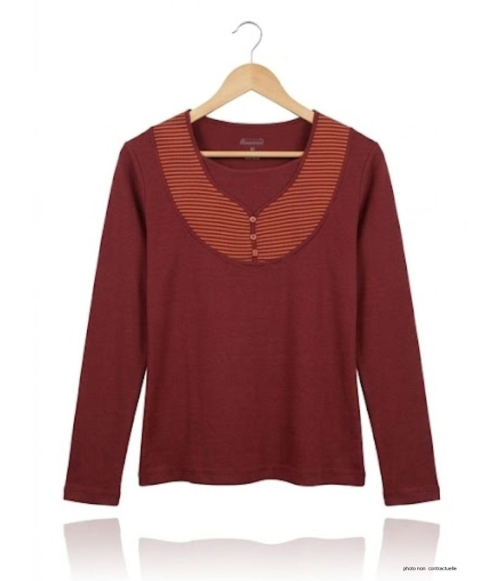 AXONE COREE1B : Tee-shirt Bordeaux Orange Grande Taille 46-52