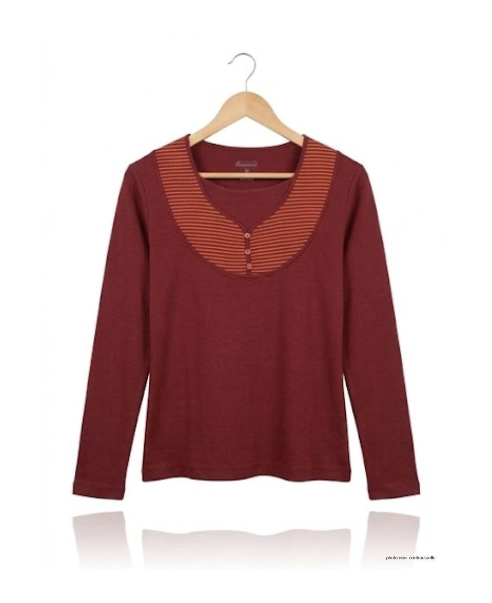 AXONE COREE1B : Tee-shirt Bordeaux Orange Grande Taille 46-52