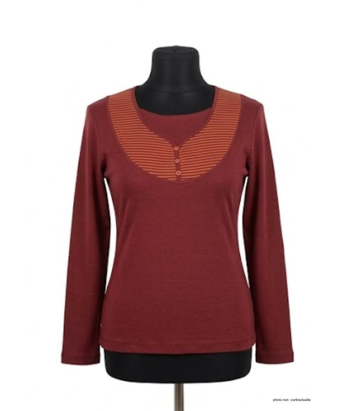AXONE COREE1B : Tee-shirt Bordeaux Orange Grande Taille 46-52