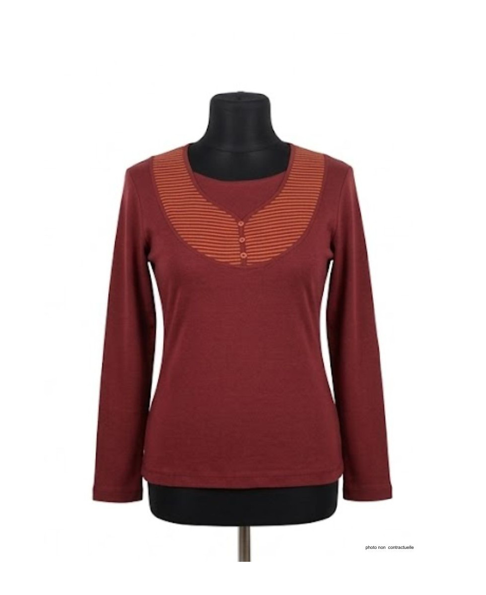 AXONE COREE1B : Tee-shirt Bordeaux Orange Grande Taille 46-52