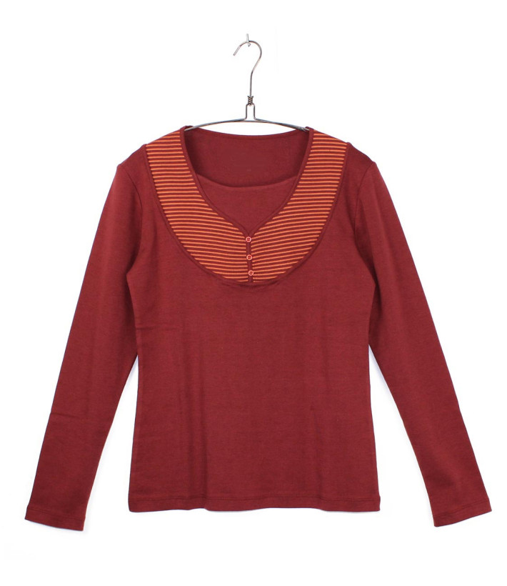AXONE COREE1B : Tee-shirt Bordeaux Orange Grande Taille 46-52