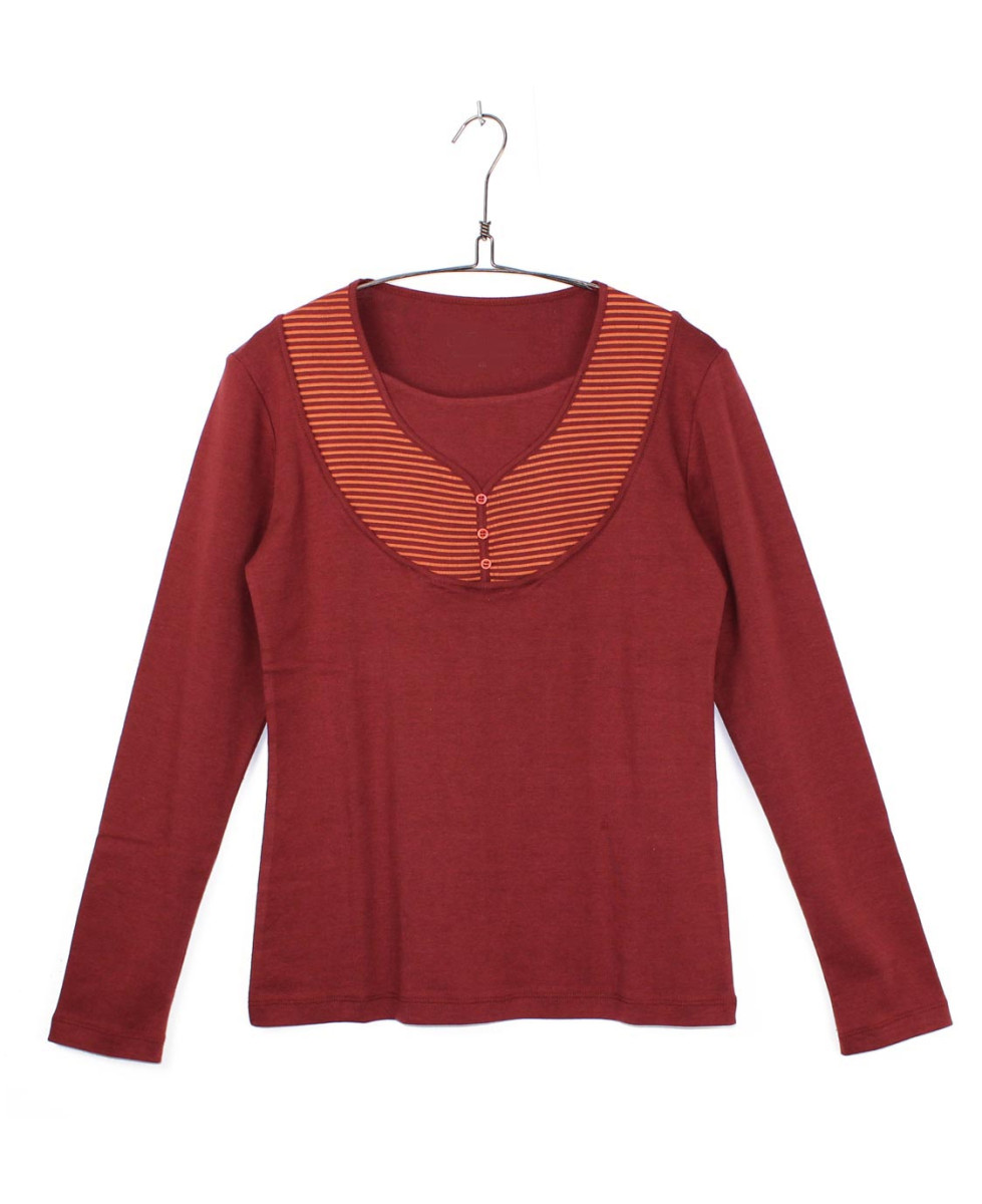 AXONE COREE1B : Tee-shirt Bordeaux Orange Grande Taille 46-52