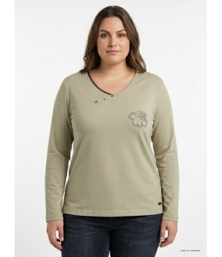 Tee-shirt AXONE DONA1B Beige : Imprimé Fantaisie Grande Taille