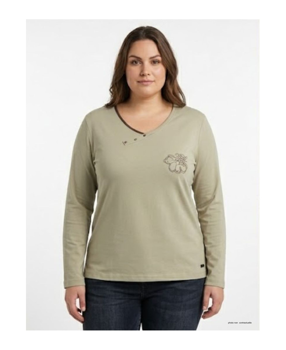 Tee-shirt AXONE DONA1B Beige : Imprimé Fantaisie Grande Taille