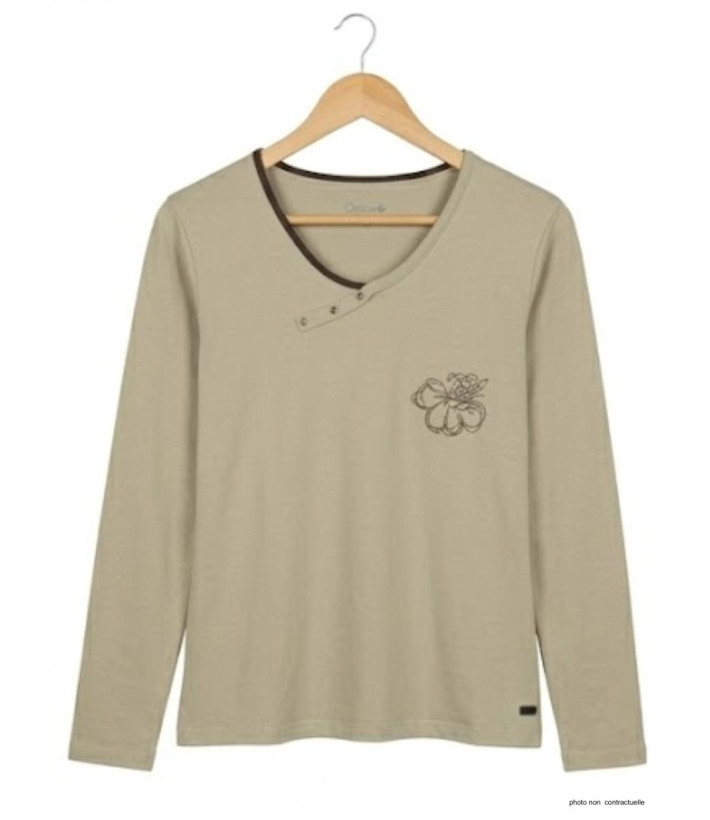 Tee-shirt AXONE DONA1B Beige : Imprimé Fantaisie Grande Taille