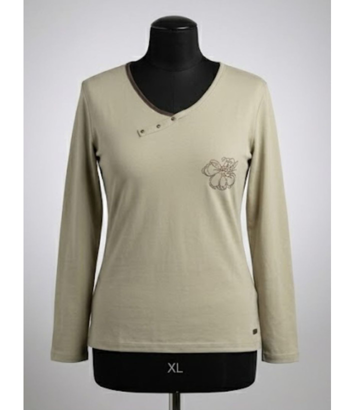 Tee-shirt AXONE DONA1B Beige : Imprimé Fantaisie Grande Taille