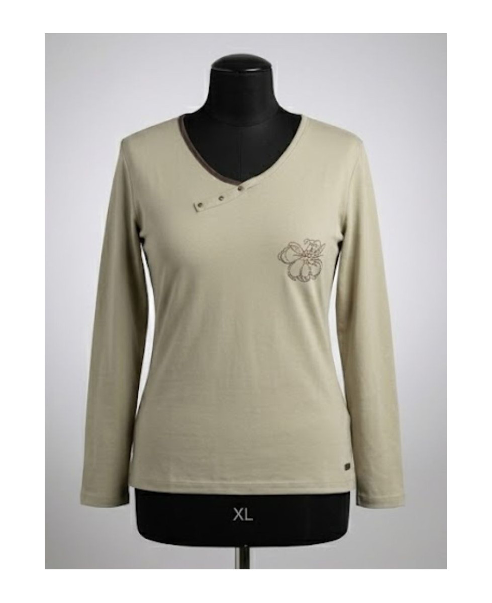 Tee-shirt AXONE DONA1B Beige : Imprimé Fantaisie Grande Taille