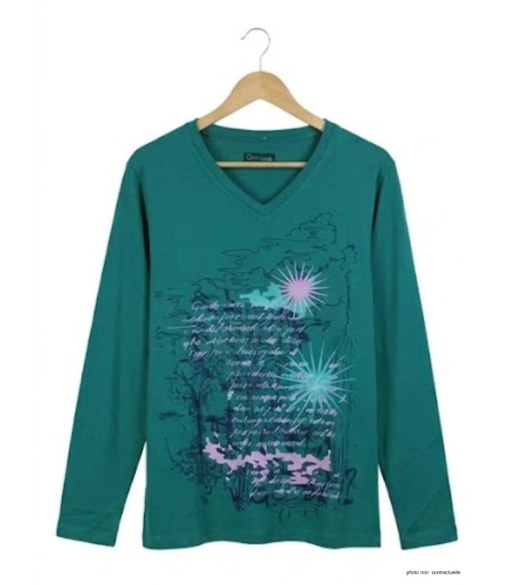 AXONE SH1063V : Tee-shirt Vert Sérigraphie Placée 46-52