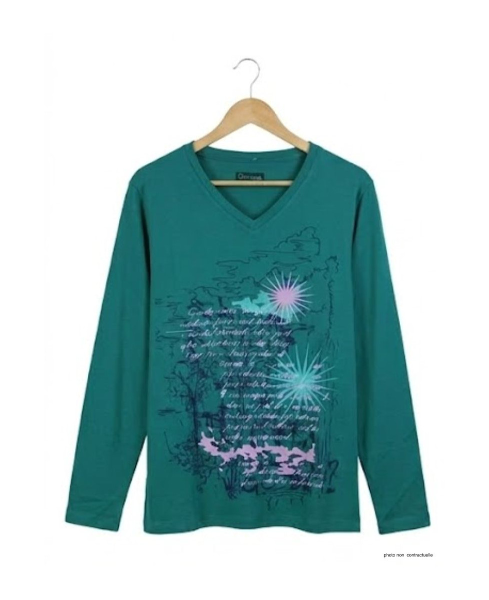 AXONE SH1063V : Tee-shirt Vert Sérigraphie Placée 46-52