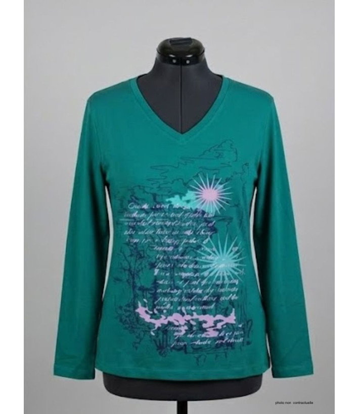 AXONE SH1063V : Tee-shirt Vert Sérigraphie Placée 46-52