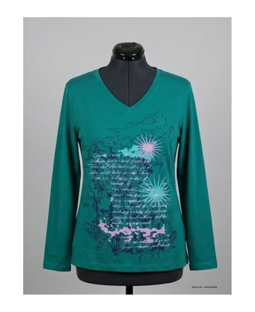 AXONE SH1063V : Tee-shirt Vert Sérigraphie Placée 46-52