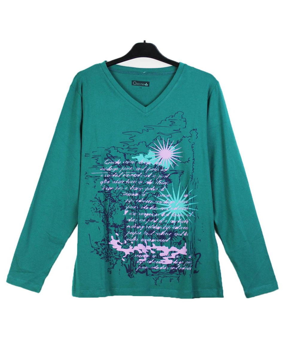 AXONE SH1063V : Tee-shirt Vert Sérigraphie Placée 46-52