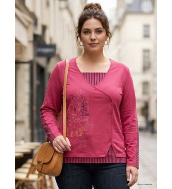 Tunique AXONE DUPLEX2F Fuchsia & Rayures Marine 46-52