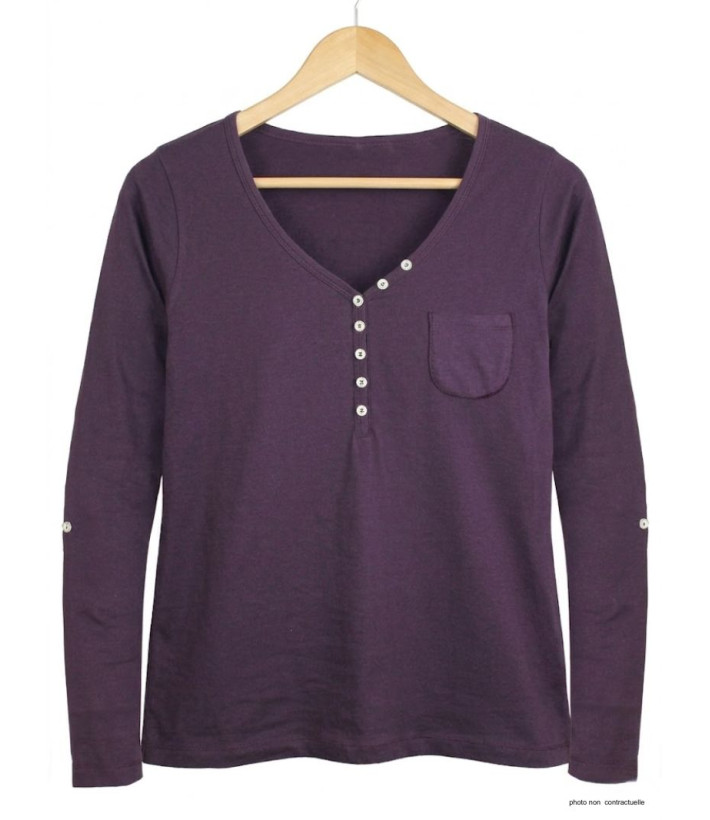 MAYFLOWER COUGAR1P : Tee-shirt manches longues prune confort