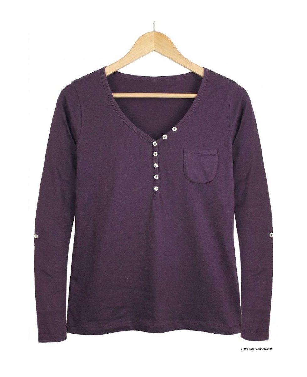 MAYFLOWER COUGAR1P : Tee-shirt manches longues prune confort