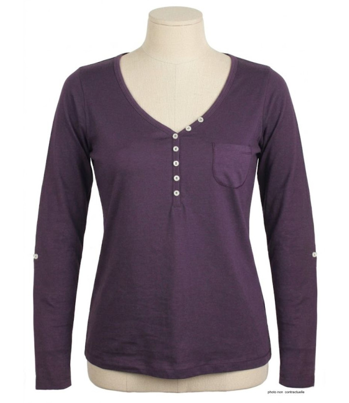 MAYFLOWER COUGAR1P : Tee-shirt manches longues prune confort