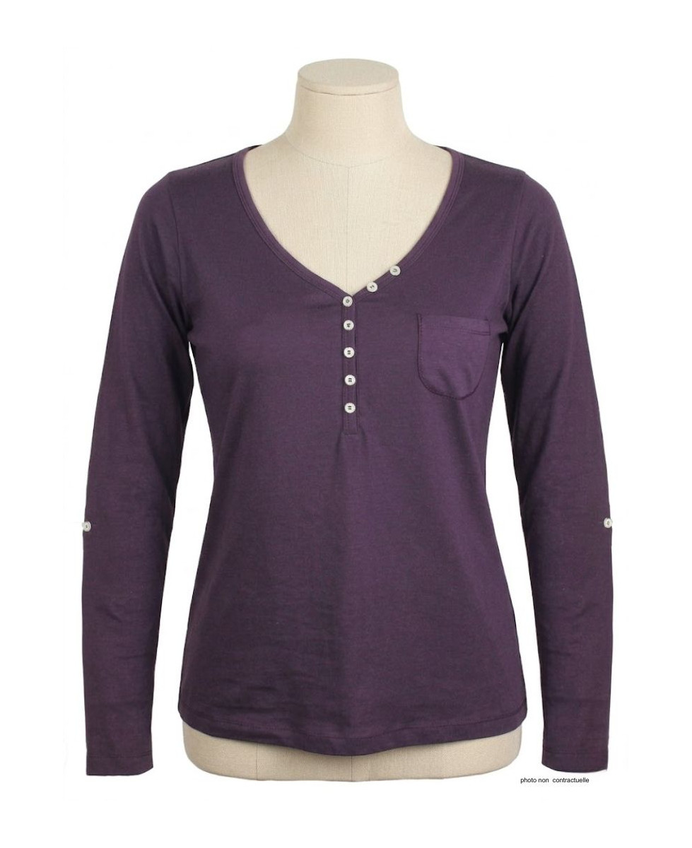 MAYFLOWER COUGAR1P : Tee-shirt manches longues prune confort