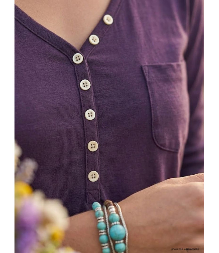 MAYFLOWER COUGAR1P : Tee-shirt manches longues prune confort