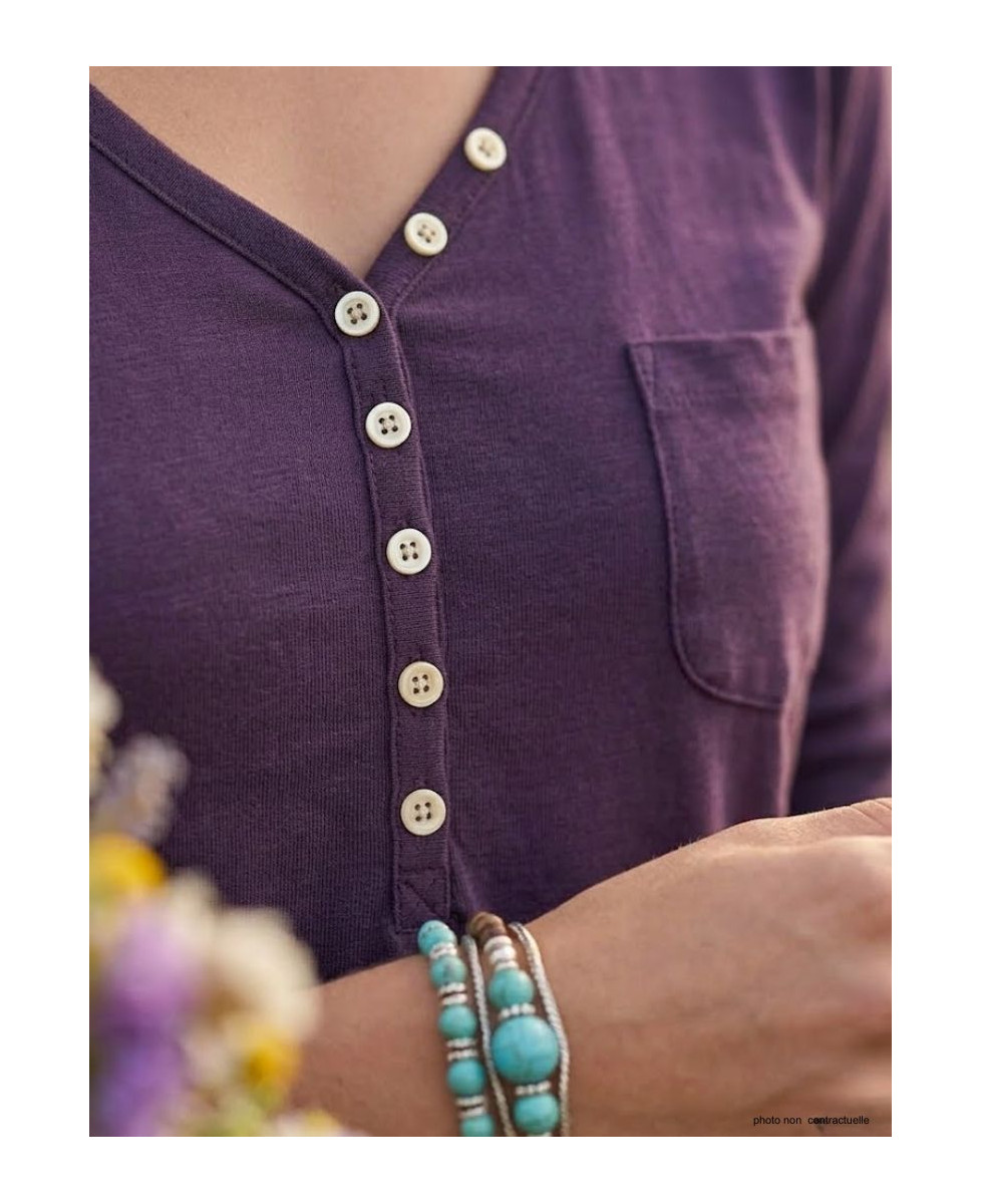 MAYFLOWER COUGAR1P : Tee-shirt manches longues prune confort