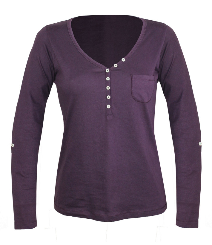 MAYFLOWER COUGAR1P : Tee-shirt manches longues prune confort