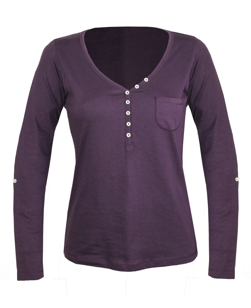 MAYFLOWER COUGAR1P : Tee-shirt manches longues prune confort