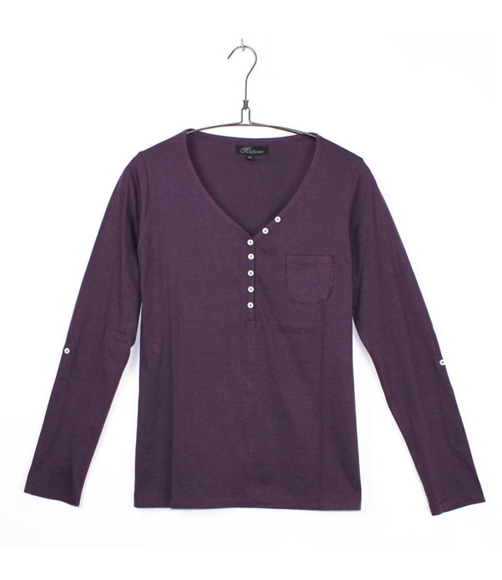 MAYFLOWER COUGAR1P : Tee-shirt manches longues prune confort