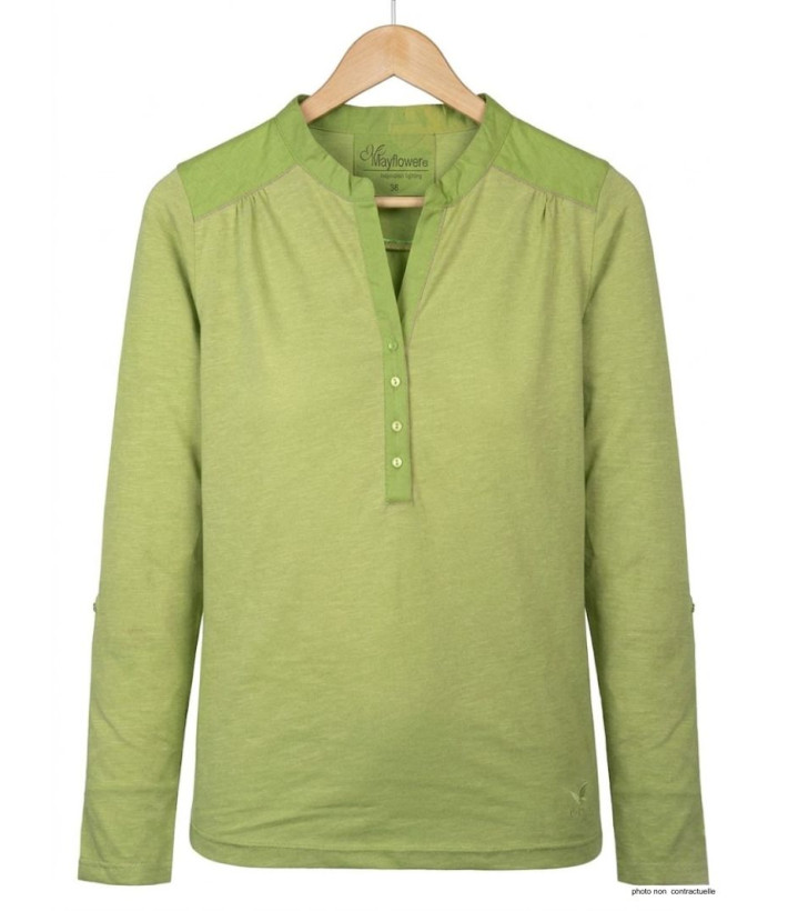 MAYFLOWER DIMAGO3 : Tee-shirt manches longues bi-matière vert