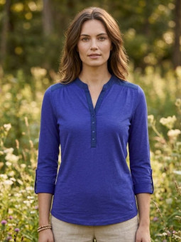 MAYFLOWER DIMAGO5 : Tee-shirt manches longues bleu bi-matière