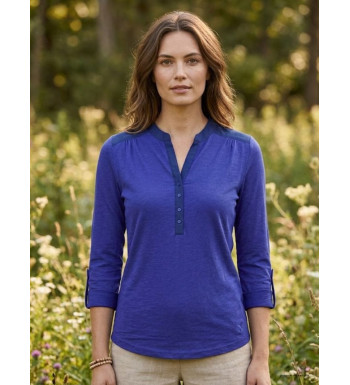 MAYFLOWER DIMAGO5 : Tee-shirt manches longues bleu bi-matière