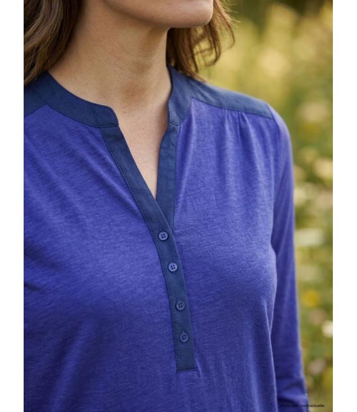 MAYFLOWER DIMAGO5 : Tee-shirt manches longues bleu bi-matière