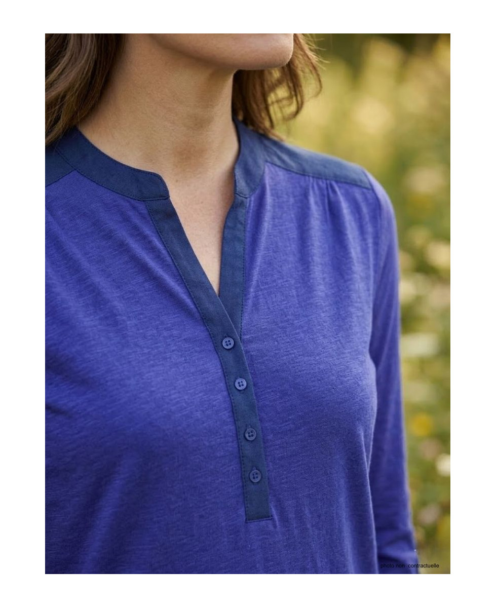 MAYFLOWER DIMAGO5 : Tee-shirt manches longues bleu bi-matière