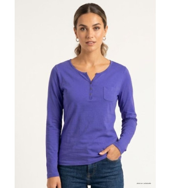 Tee-shirt MAYFLOWER NABAB1 - Manches longues col tunisien bleu