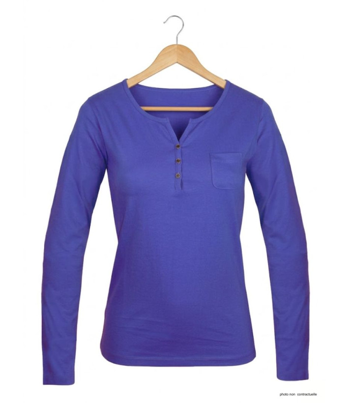 Tee-shirt MAYFLOWER NABAB1 - Manches longues col tunisien bleu