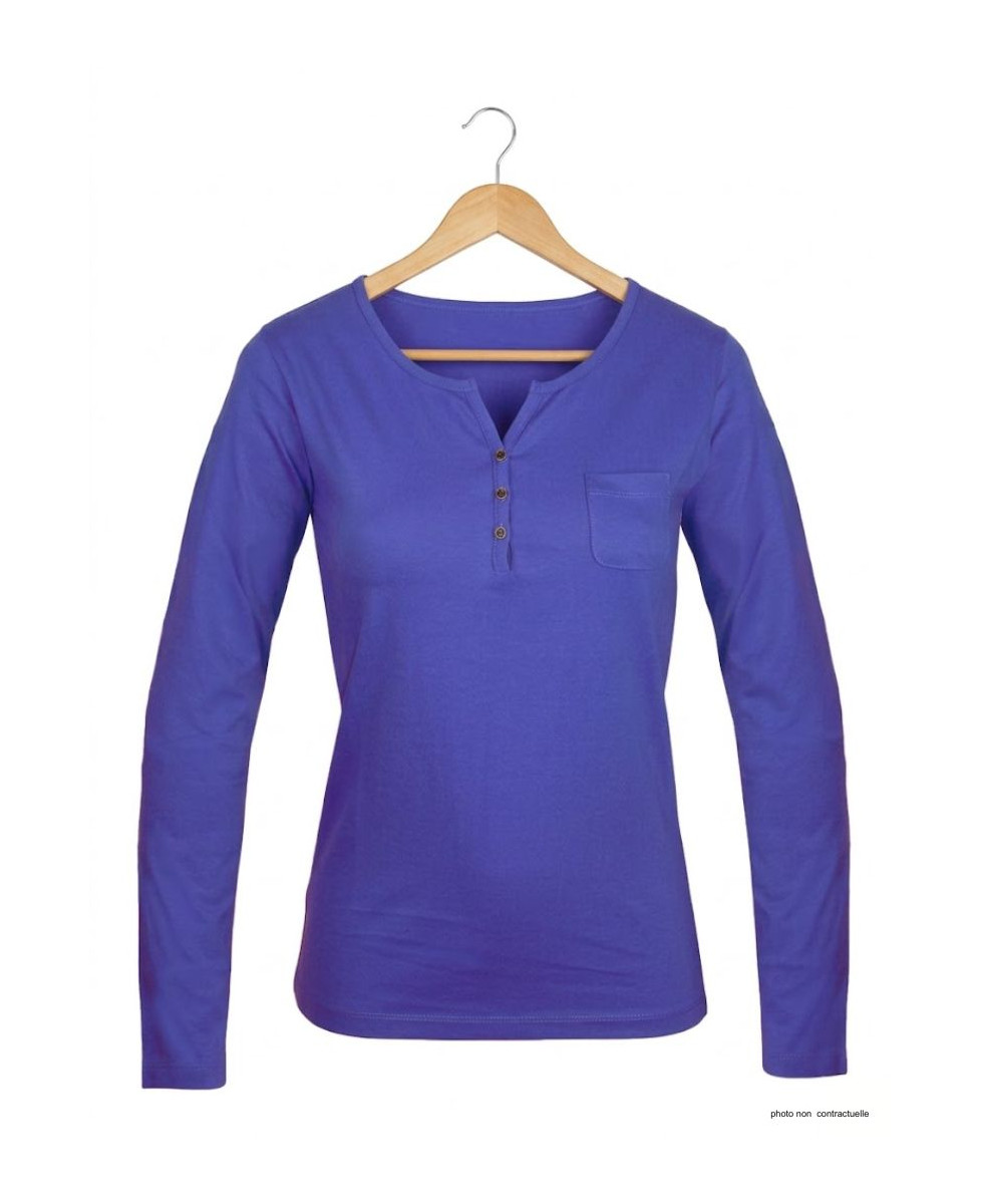 Tee-shirt MAYFLOWER NABAB1 - Manches longues col tunisien bleu