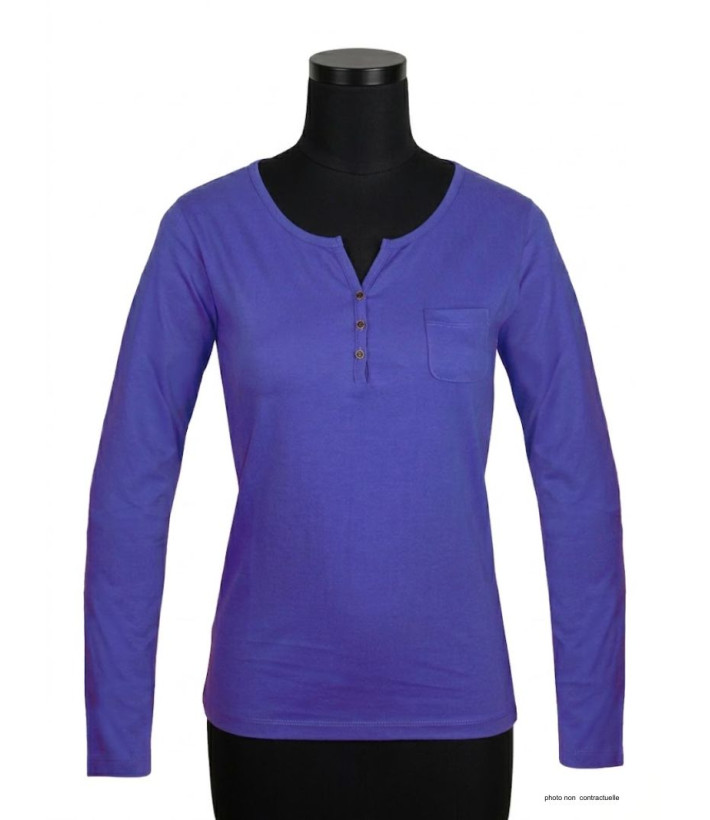 Tee-shirt MAYFLOWER NABAB1 - Manches longues col tunisien bleu